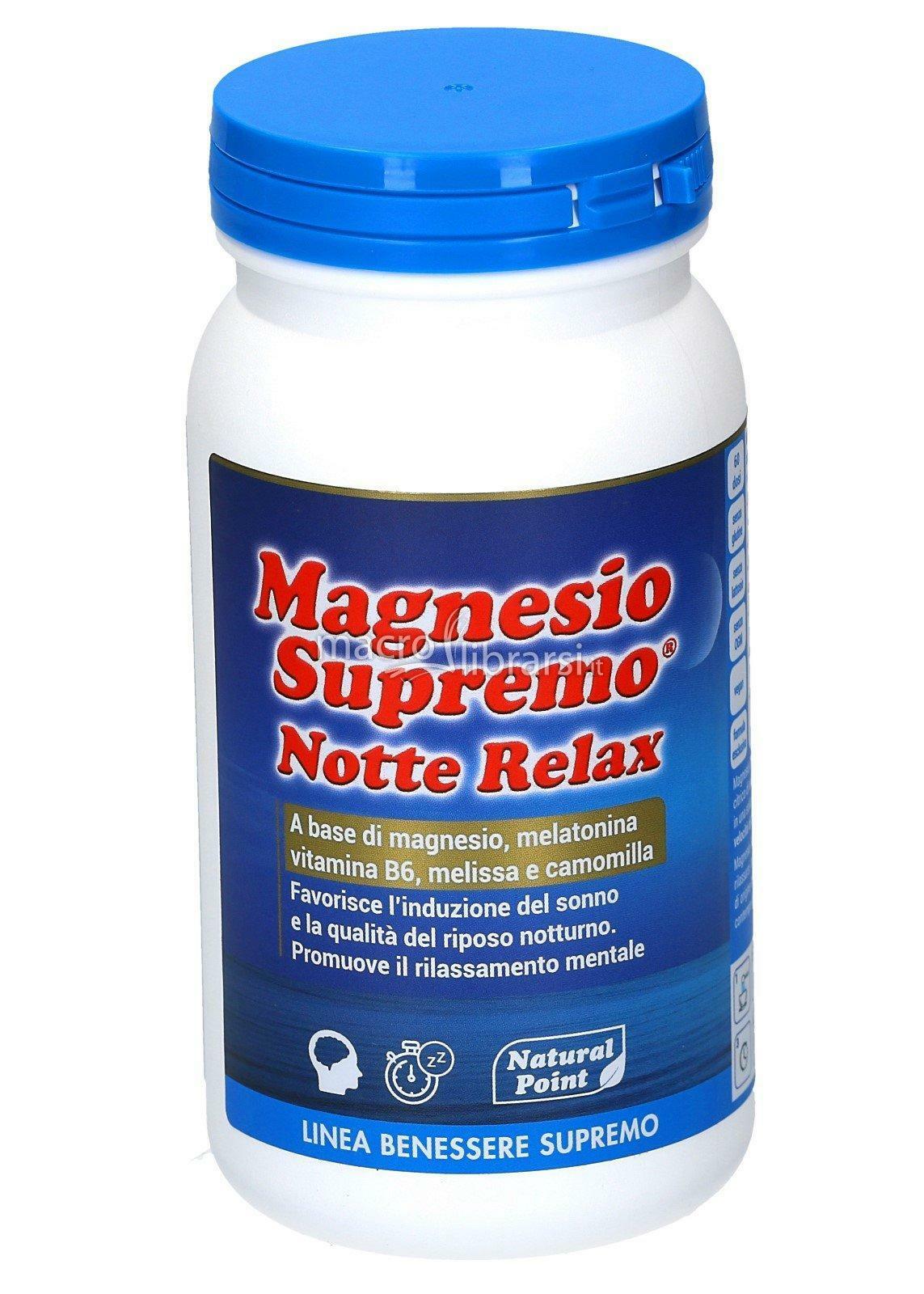 natural point natural point - magnesio supremo notte relax - a base di magnesio, melatonina, vitamina b6, melissa e camomilla - 150g