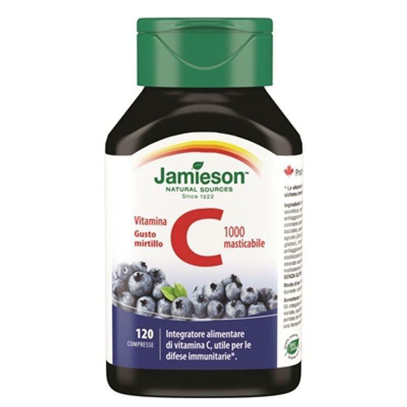 biovita group jamieson - vitamina c 1000 - integratore masticabile gusto mirtillo - 120 compresse masticabili