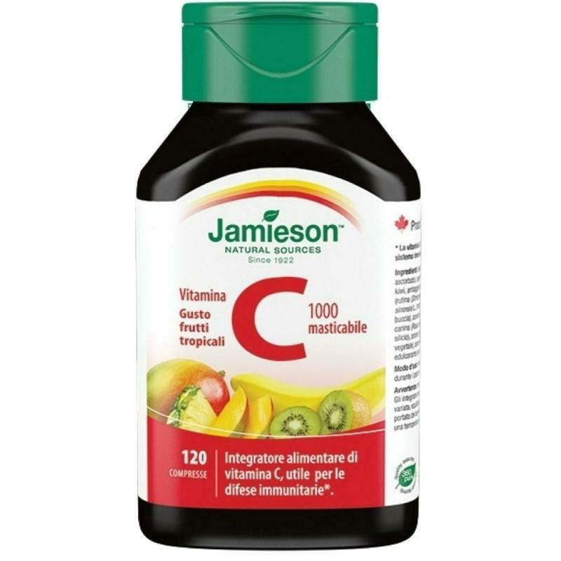 biovita group jamieson - vitamina c 1000 - integratore masticabile gusto frutti tropicali - 120 compresse masticabili