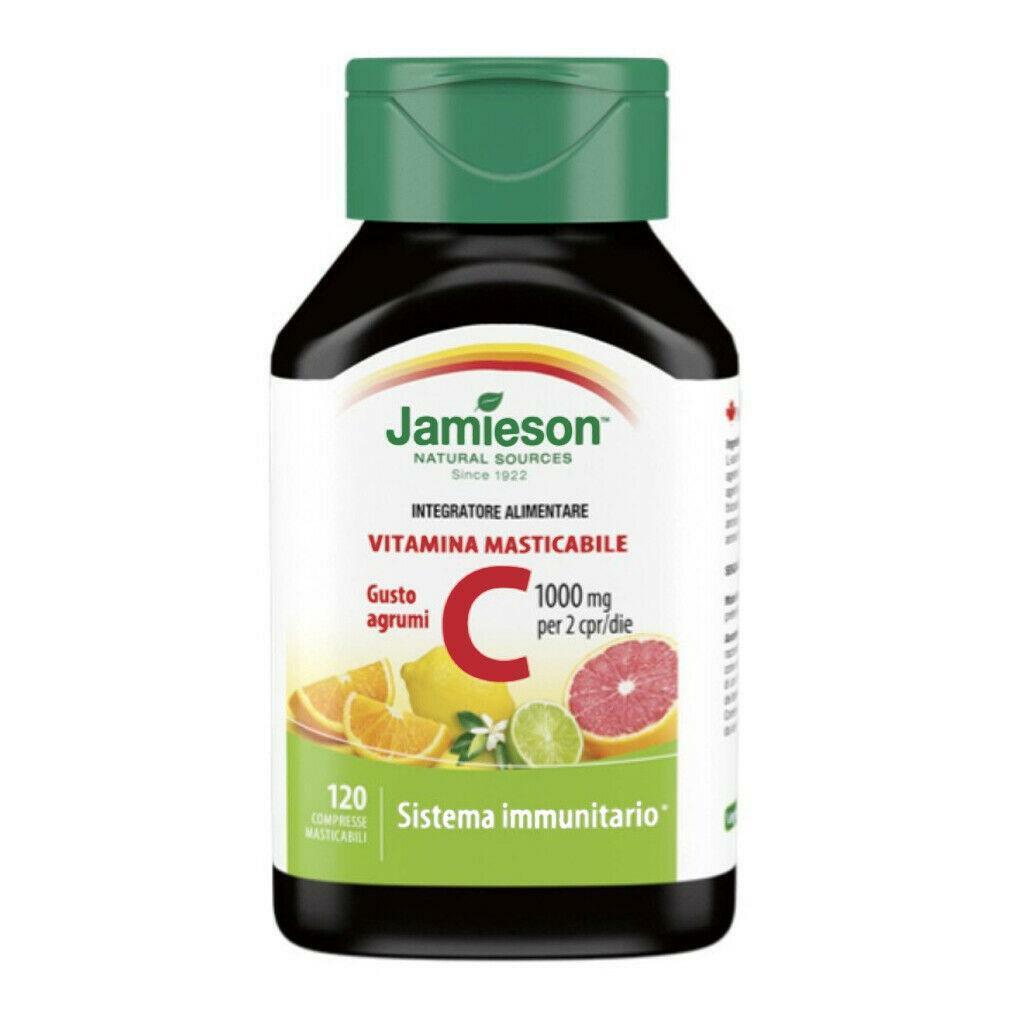 biovita group jamieson - vitamina c 1000 - integratore masticabile gusto agrumi - 120 compresse masticabili