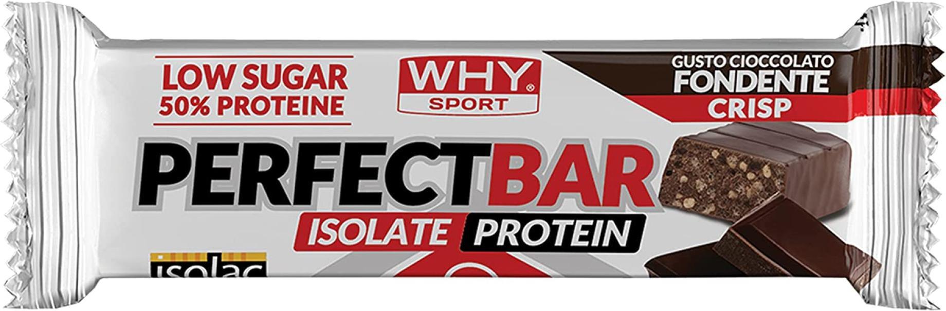 why sport why sport perfect bar - 28 barrette proteiche con proteine isolate - snack proteici - gusto cioccolato fondente - 50 gr