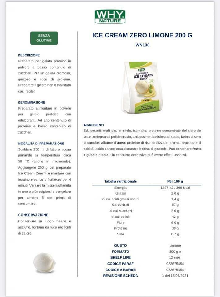 biovita group ice cream zero - scadenza 04/22 -  low sugar senza glutine gusto limone - 200g