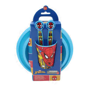 Set pranzo marvel spiderman plastica riutilizzabile 5 pezzi