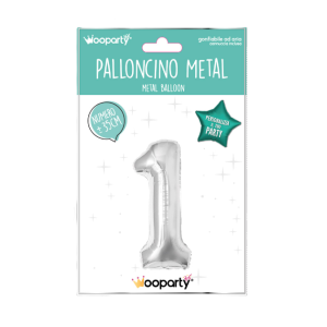 Palloncino n.1 argento metal 35cm