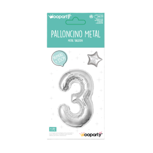 Palloncino n.3 argento metal 35cm