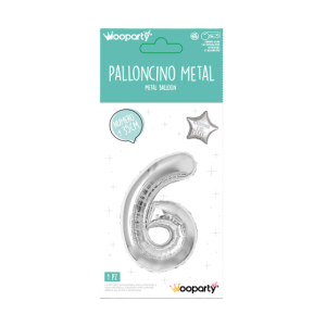 Palloncino n.6 argento metal 35cm