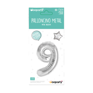 Palloncino n.9 argento metal 35cm