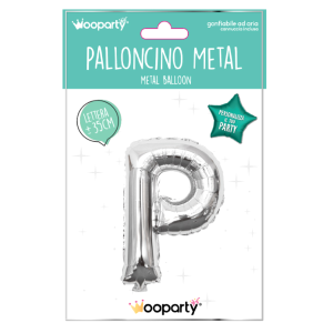 Palloncino lettera p argento metal 35cm