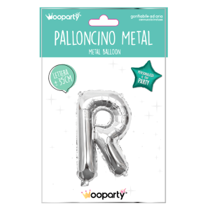 Palloncino lettera r argento metal 35cm