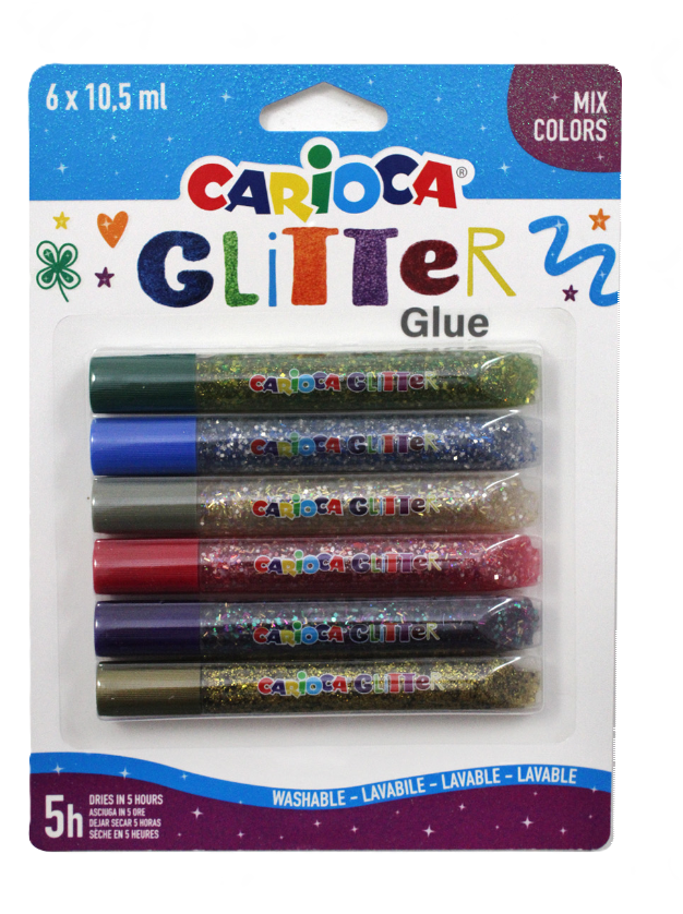 Colla Carioca glitter 10.5ml confezione da 6 