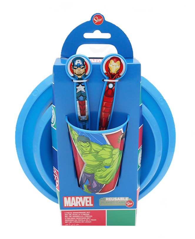 Set pranzo Marvel Avengers plastica riutilizzabile 5 pezzi