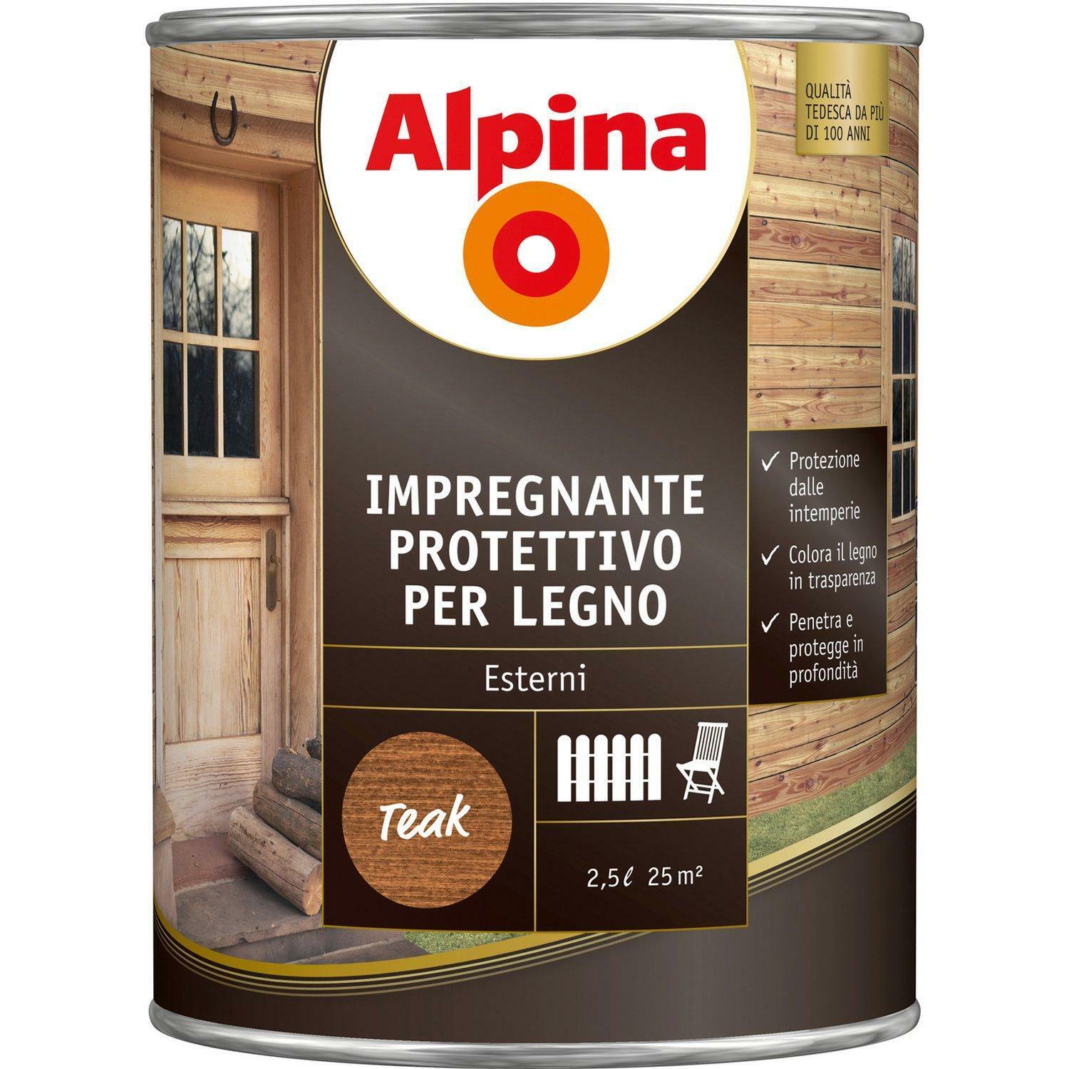 alpina alpina impregnante protettivo per legno incolore 0,75 litri per esterni