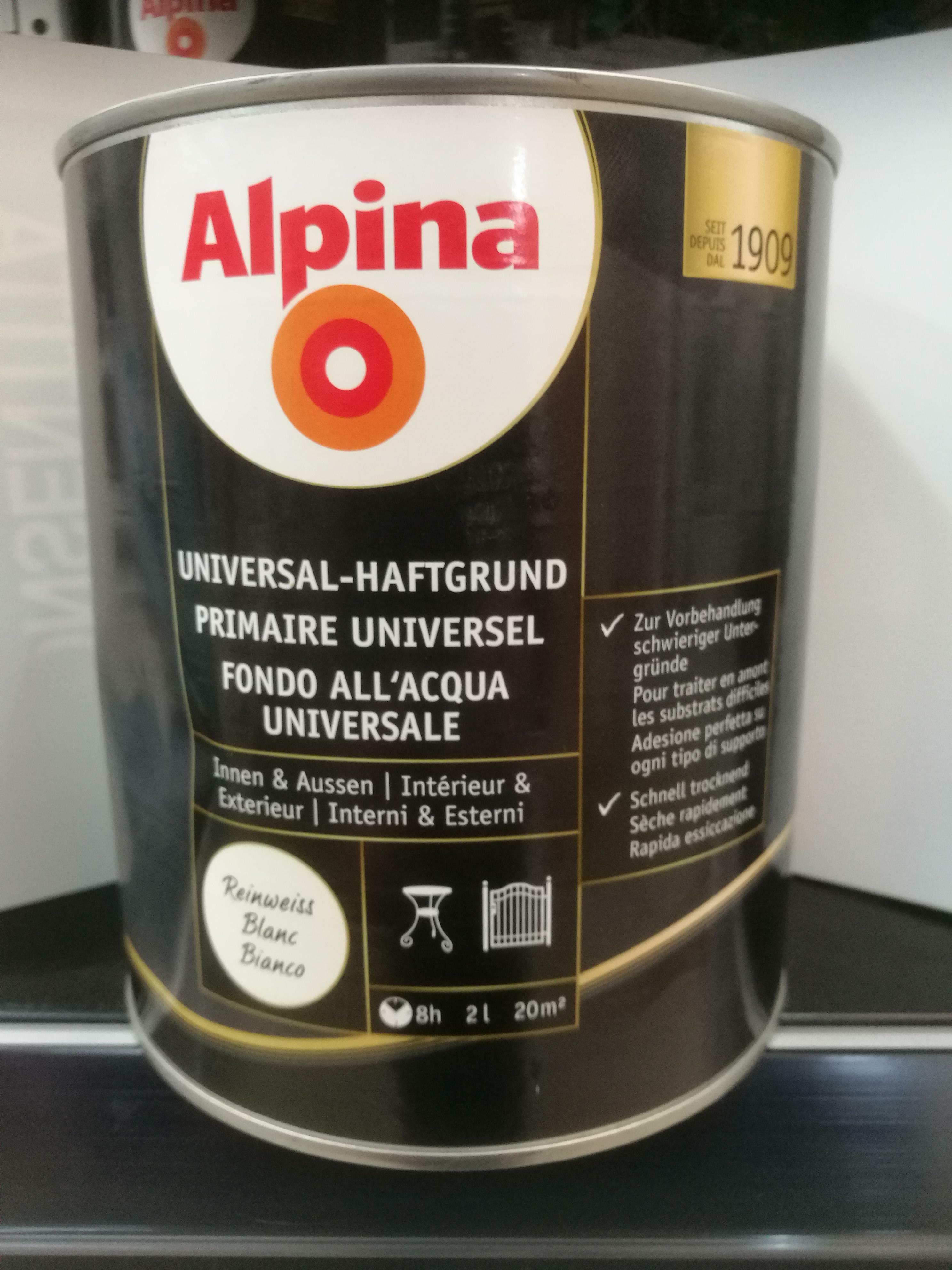 alpina alpina fondo all'acqua universale bianco 750 ml  per legno, metallo e plastica