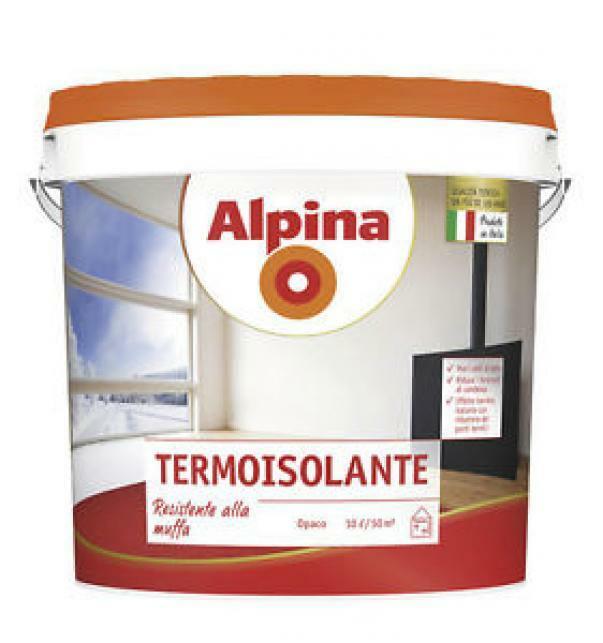 alpina alpina termoisolante 4 litri  idropittura speciale per interni, traspirante, per la riduzione dei fenomeni di  condensa superficiale nelle zone fredde degli ambienti.