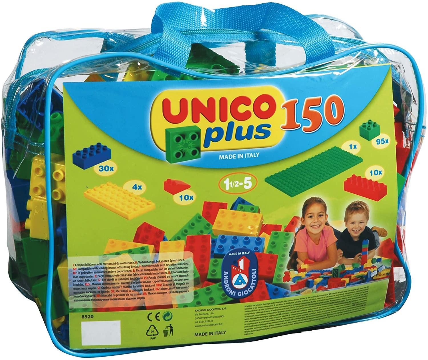 androni giocattoli androni giocattoli unico plus borsa mattoncini colorati 150 pz
