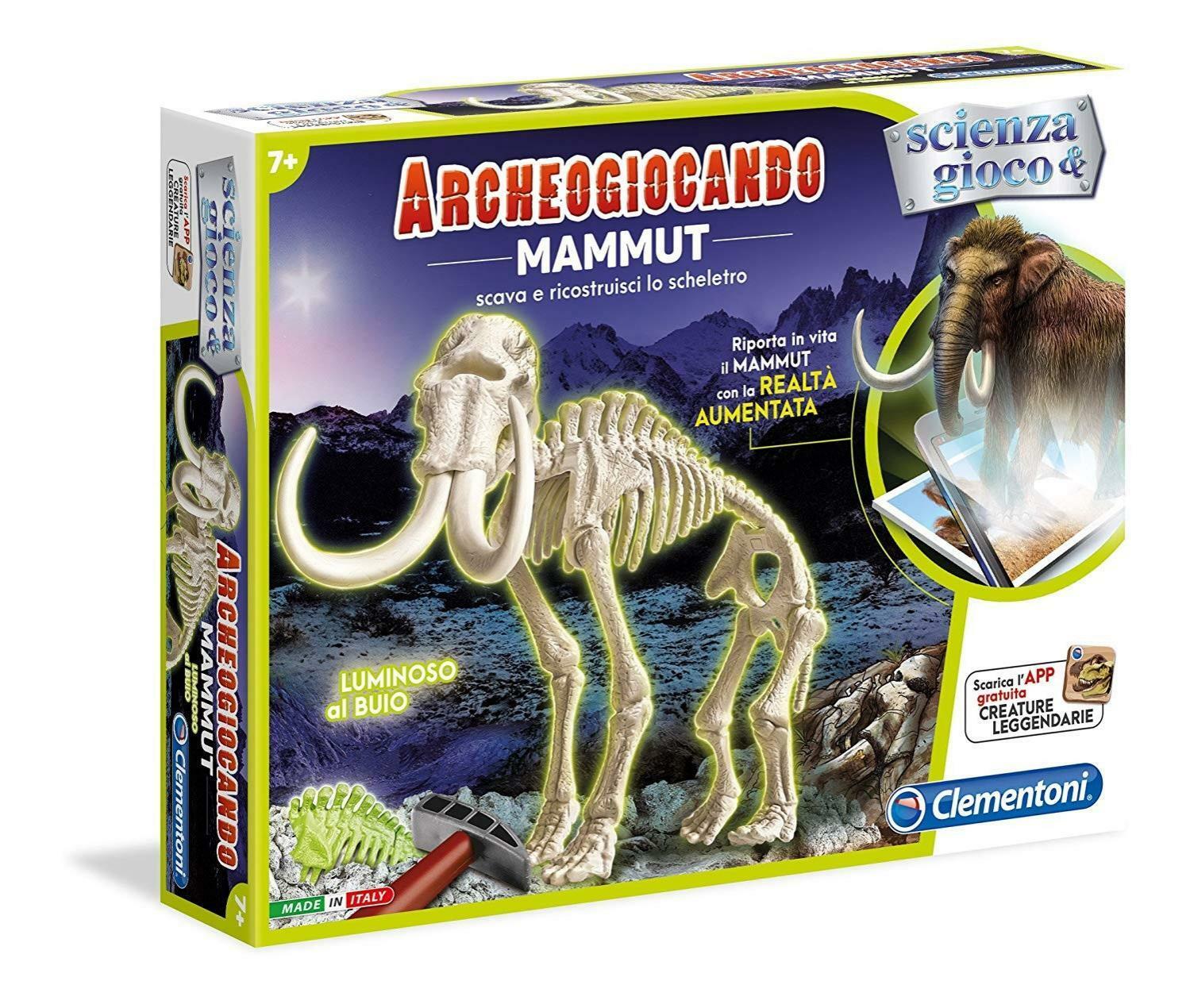 clementoni scienza & gioco - archeogiocando mammut luminoso al buio 13978