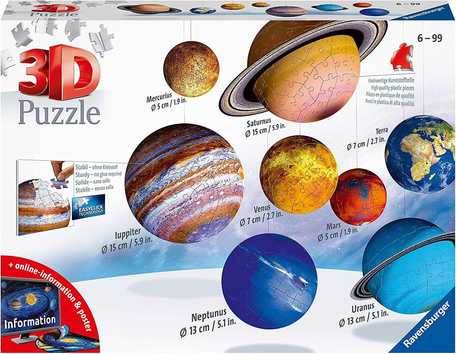 ravensburger ravensburger 3d puzzle 522 pz - il sistema planetario