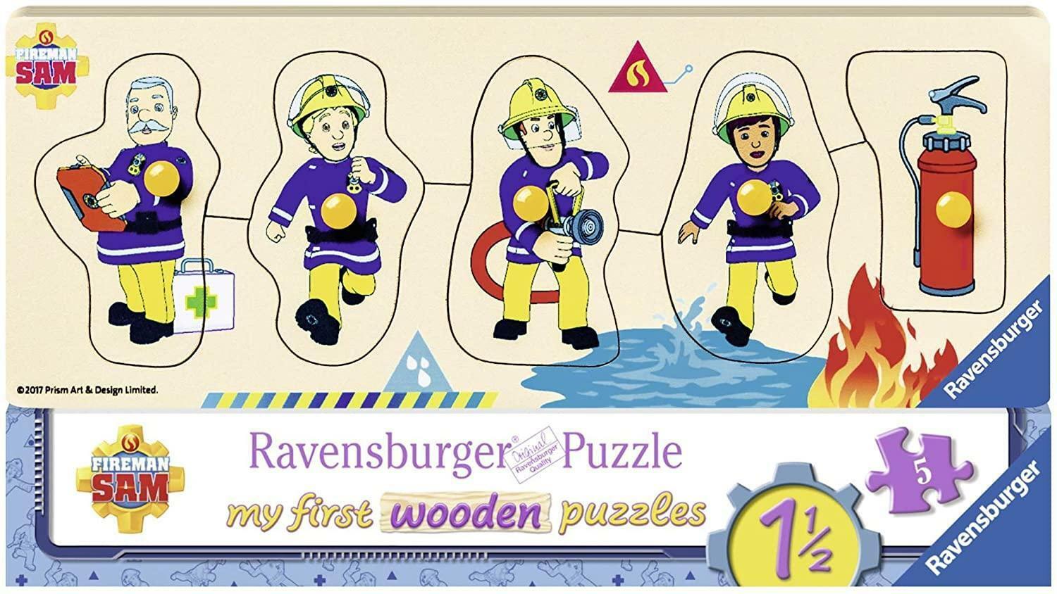 ravensburger ravensburger puzzle in legno 5 pz - sam il pompiere