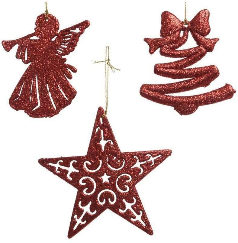 kaemingk kaemingk pendente natalizio rosso glitter