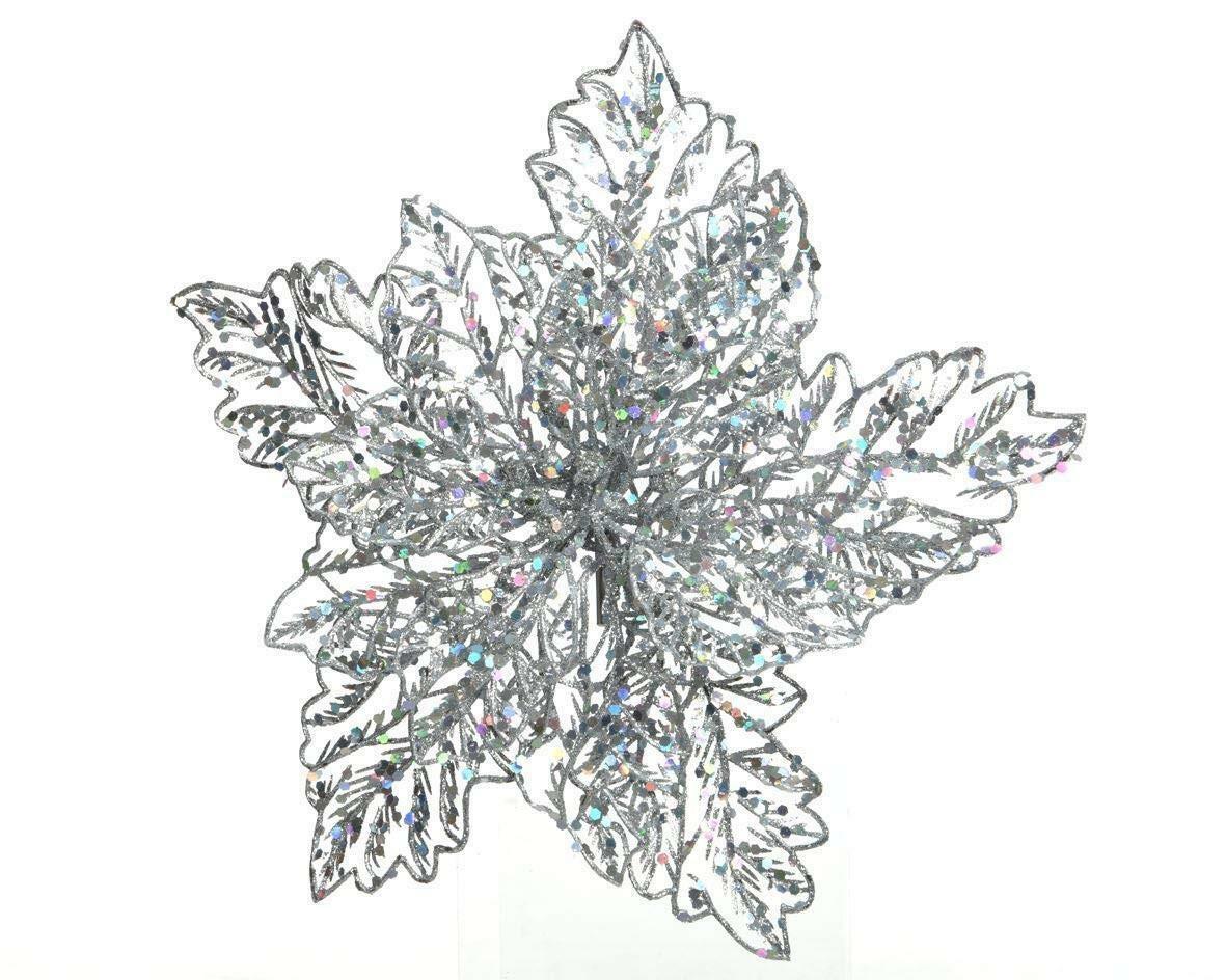 kaemingk kaemingk decorazione pendaglio foglia argento glitter cm 23,5