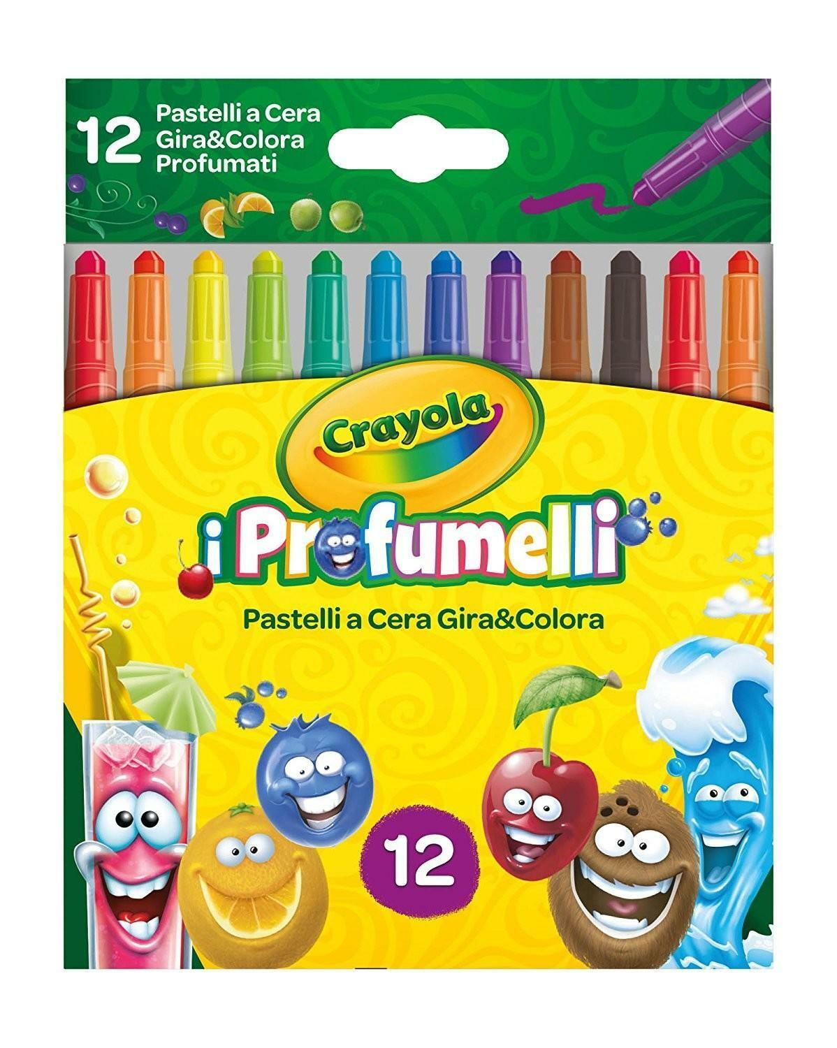 crayola 12 pastelli a cera gira & colora i profumelli