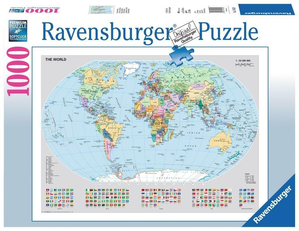 ravensburger puzzle 1000 pz mappamondo politico