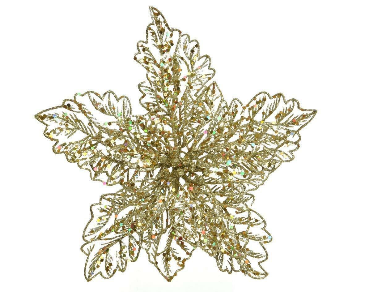 kaemingk decorazione pendaglio foglia oro glitter cm 23,5