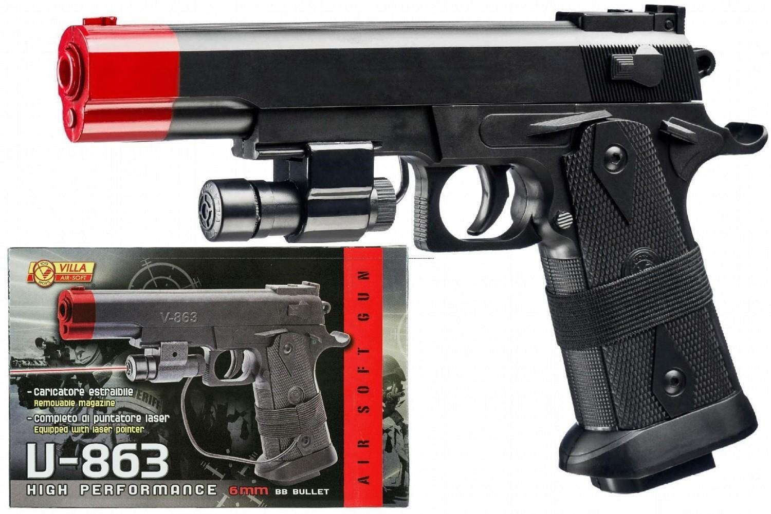 villa giocattoli air soft pistola v-863 cal. 6 mm