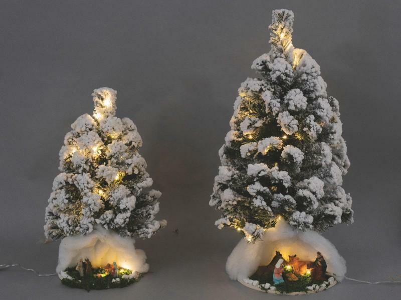 euronatale euronatale albero innevato cm 20x43 + nativita + 20 luci bianco caldo