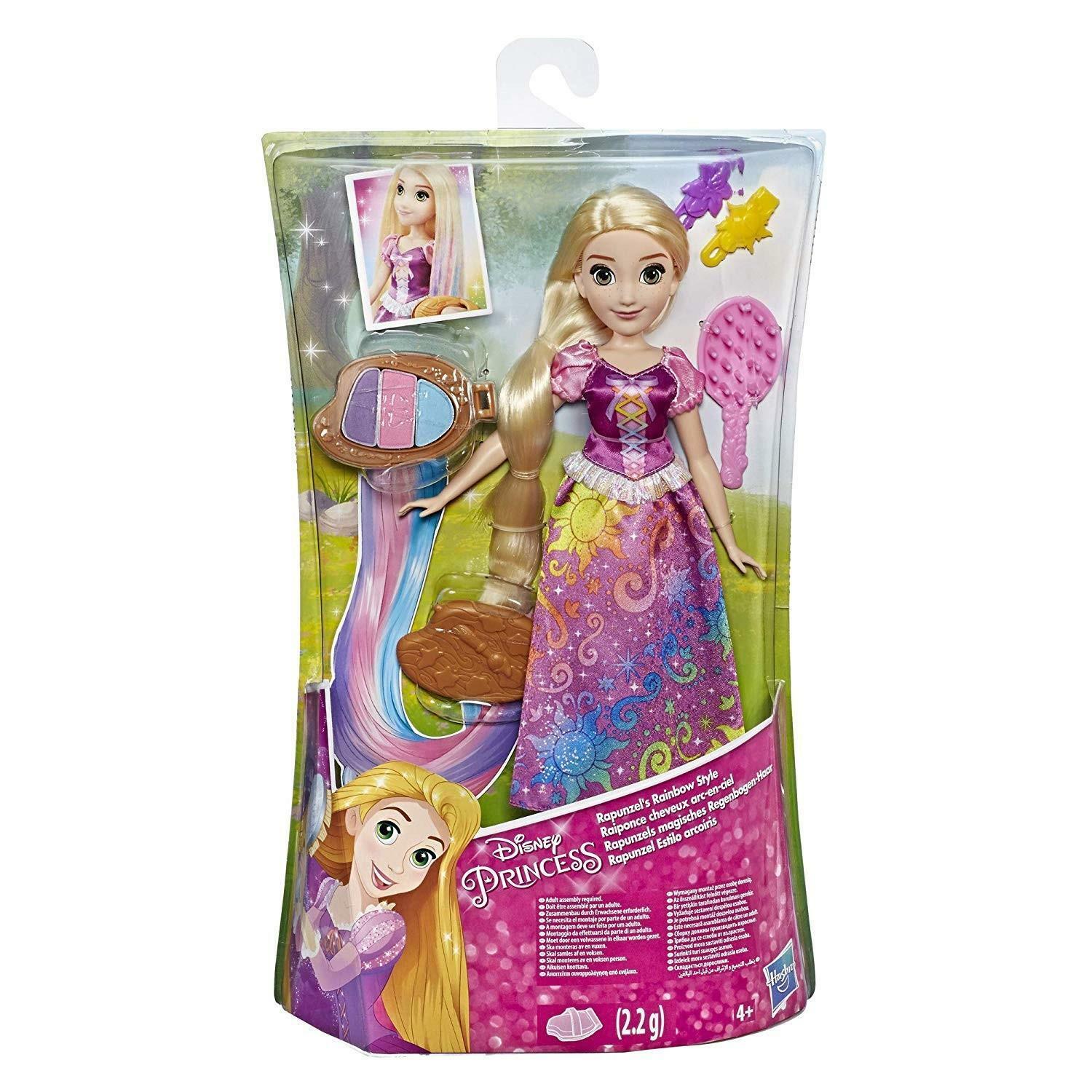 hasbro disney princess bambola rapunzel capelli arcobaleno