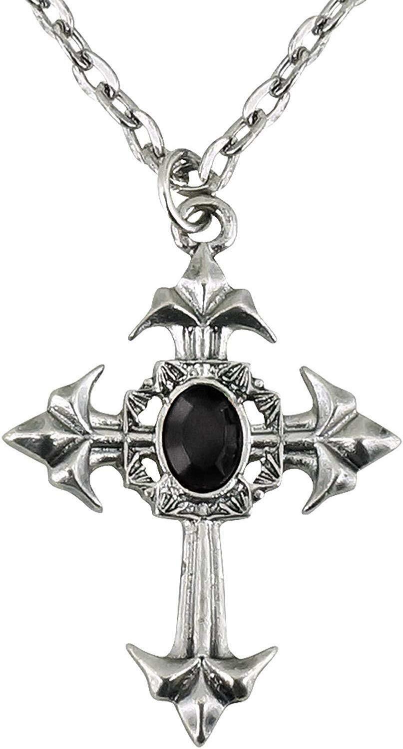 widmann widmann collana croce gotica gemma nera