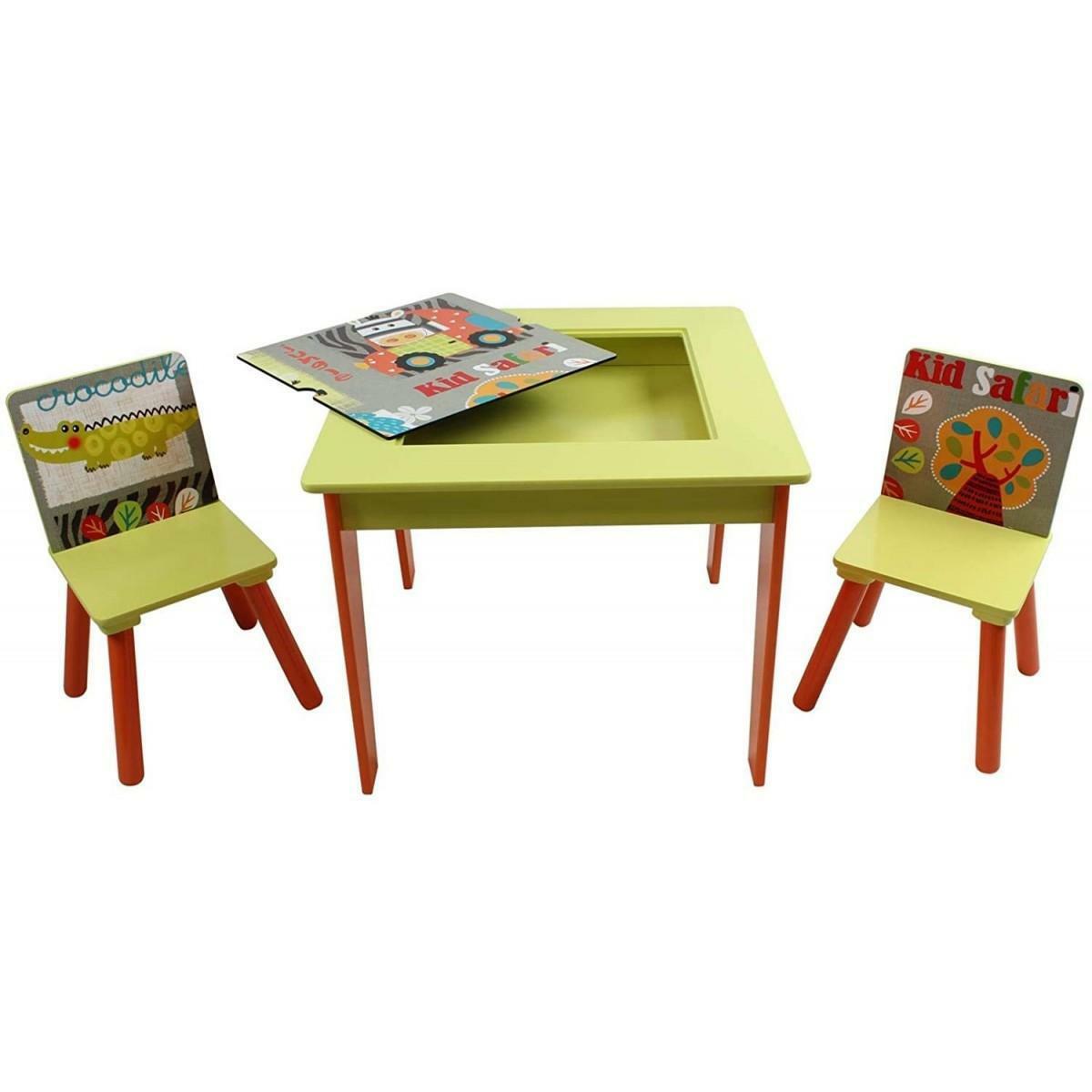 giocheria tavolo con 2 sedie legno safari
