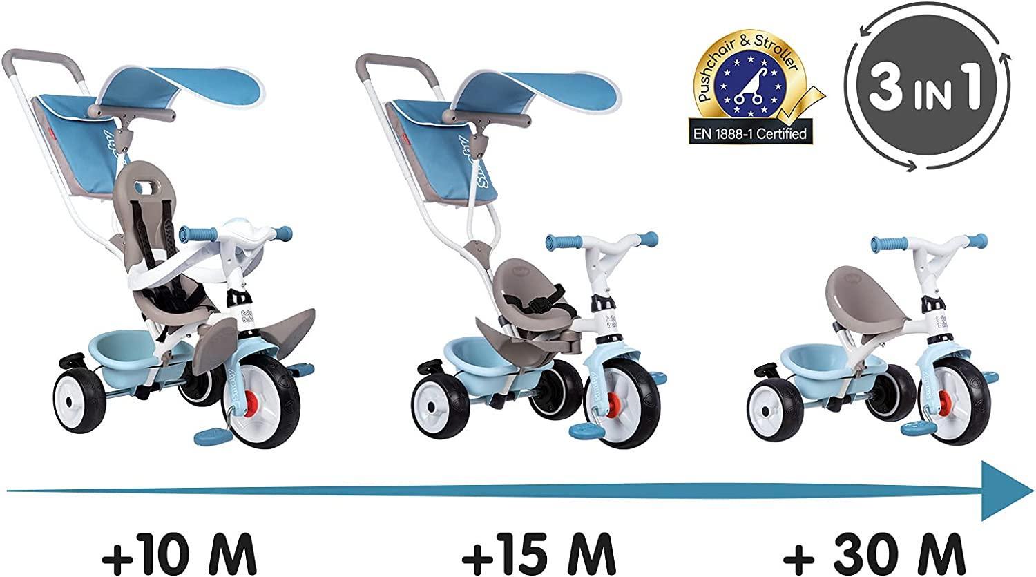 smoby triciclo blu baby balade 3 in 1