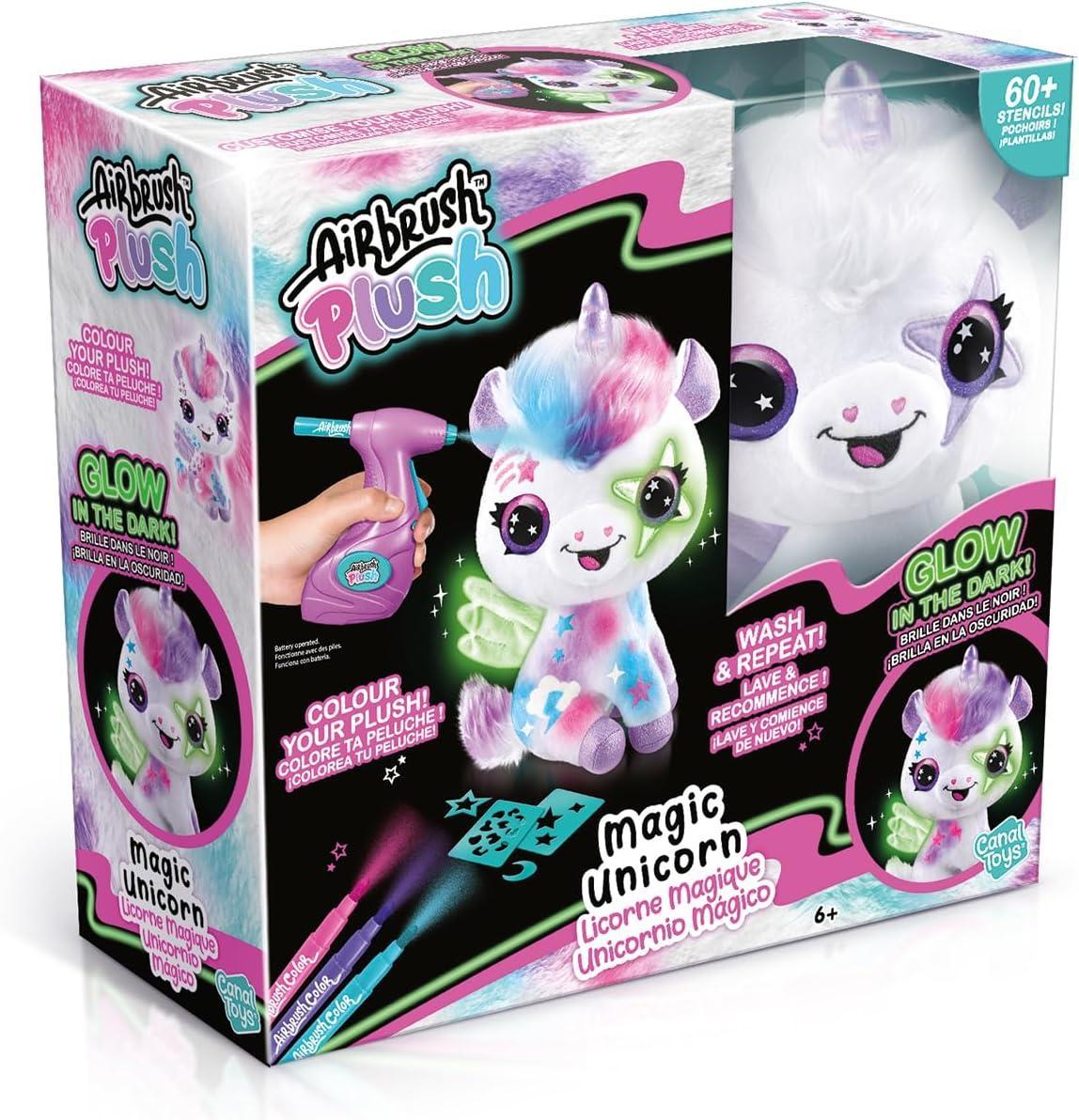 rocco giocattoli air brush plush unicorno brilla al buio
