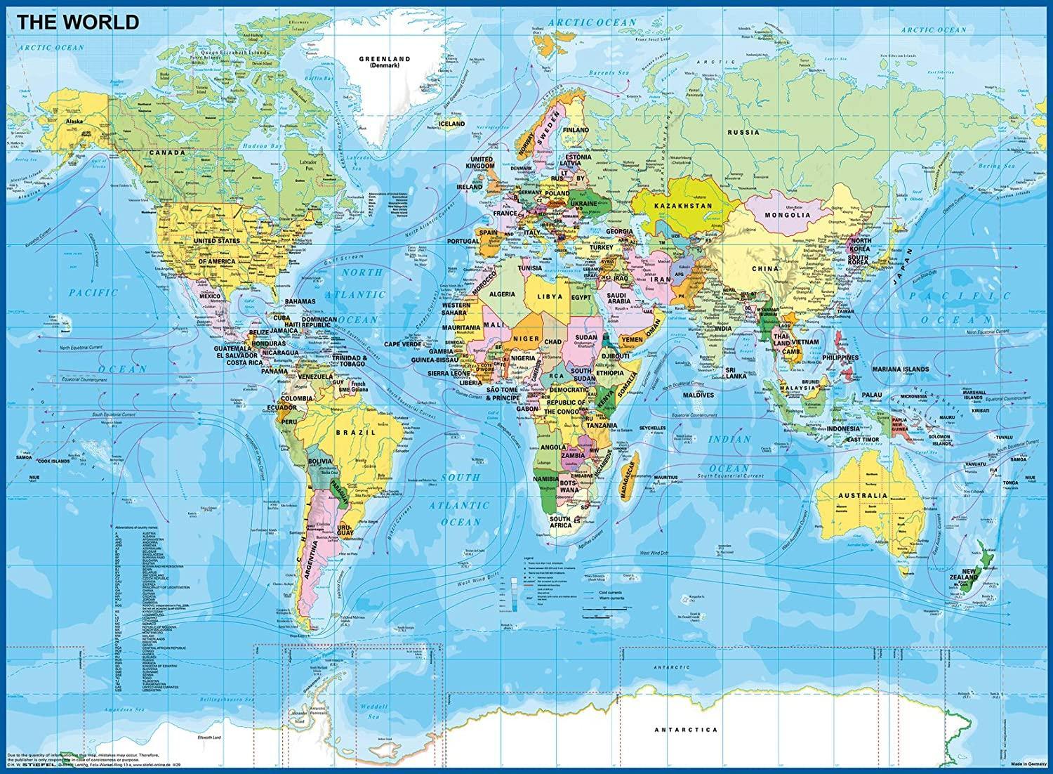 ravensburger puzzle 100 pz xxl mappa del mondo