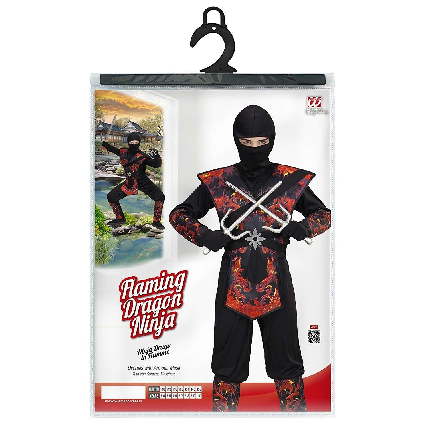 widmann costume ninja drago in fiamme taglia 4/5 anni