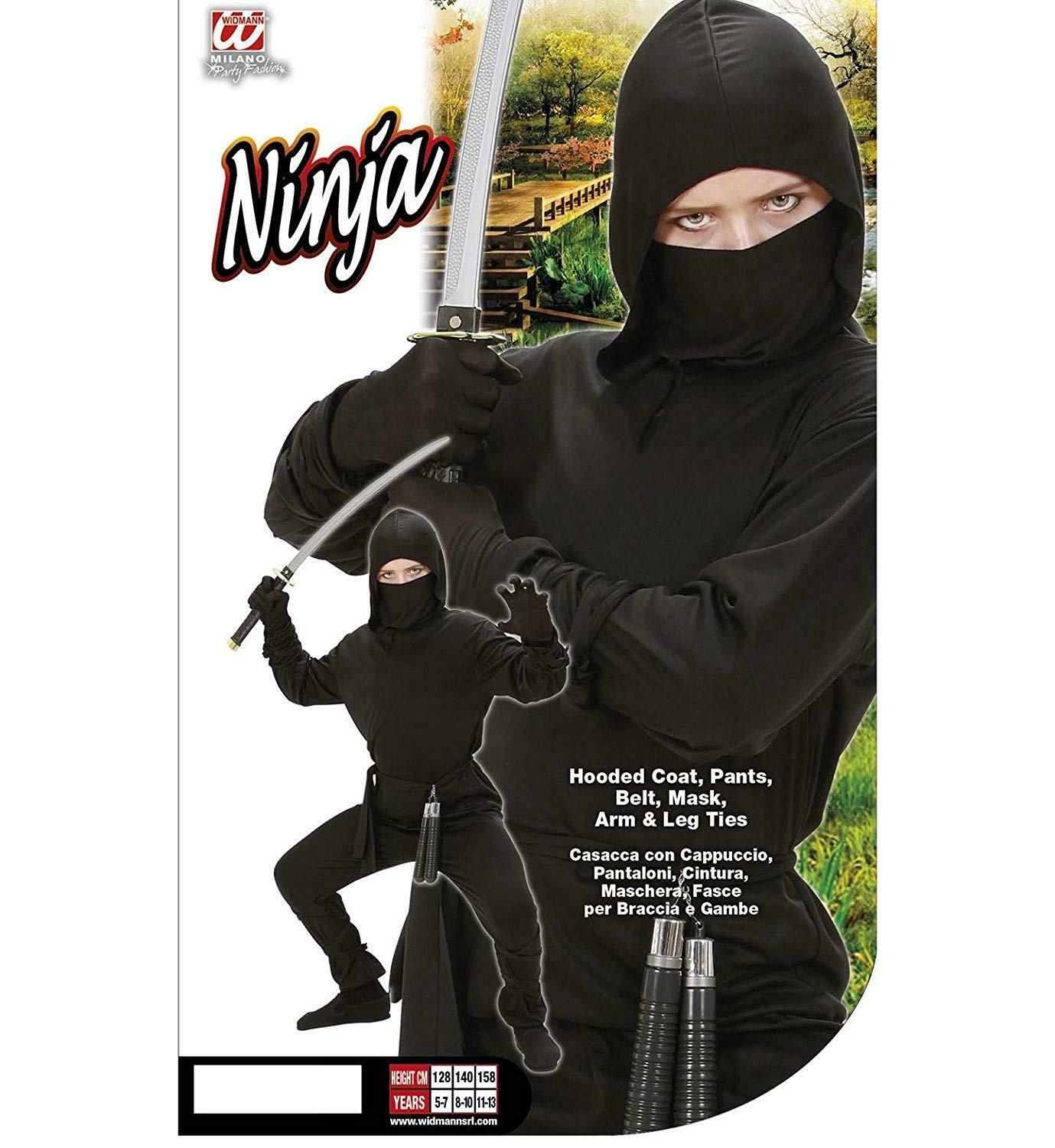 widmann costume ninja nero - anni 5/7 - 128 cm