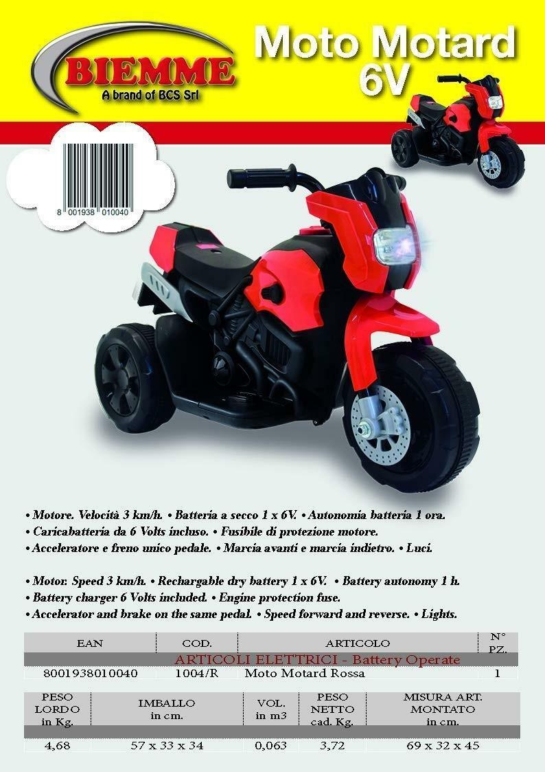 biemme moto elettrica motard 6v rossa