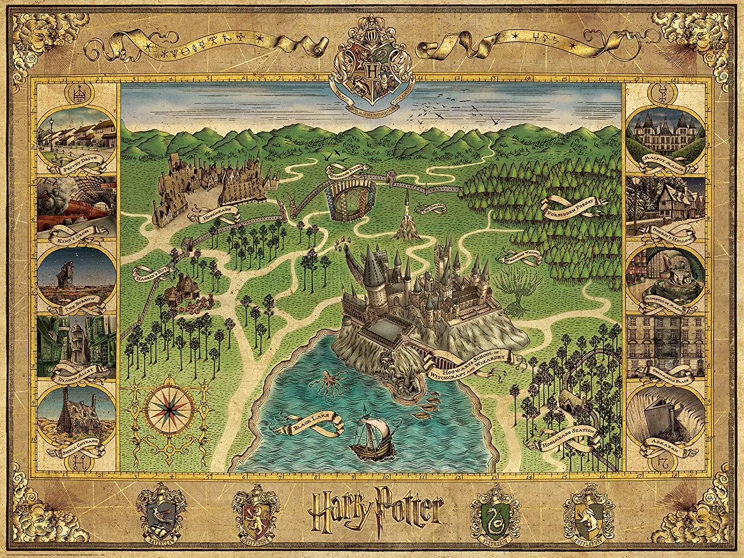 ravensburger puzzle 1500 pz mappa di hogwarts
