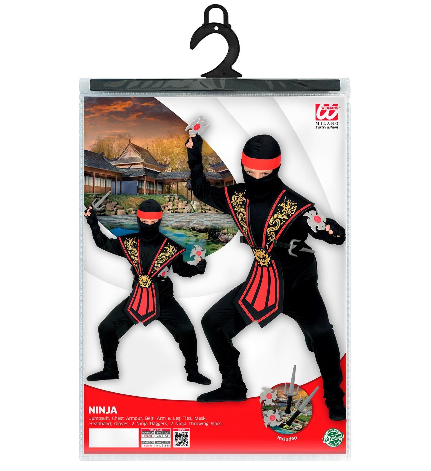 widmann costume ninja red taglia 4/5 anni