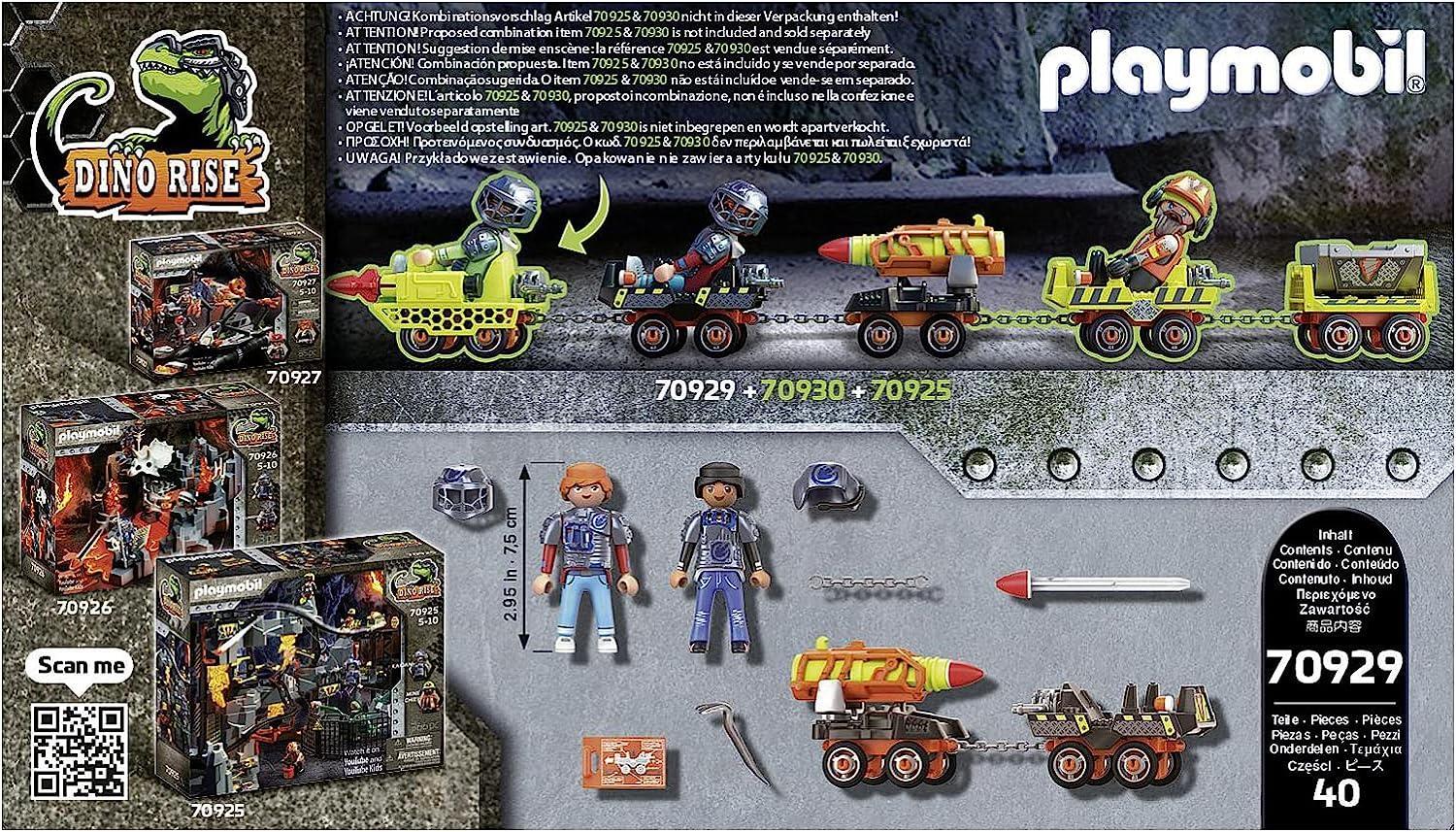 playmobil playmobil dino rise 70929 carrello con razzo della miniera