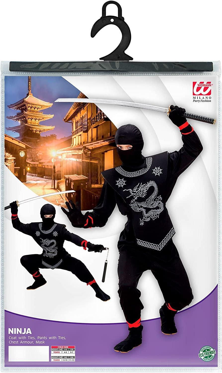 widmann costume ninja nero taglia 5/7 anni