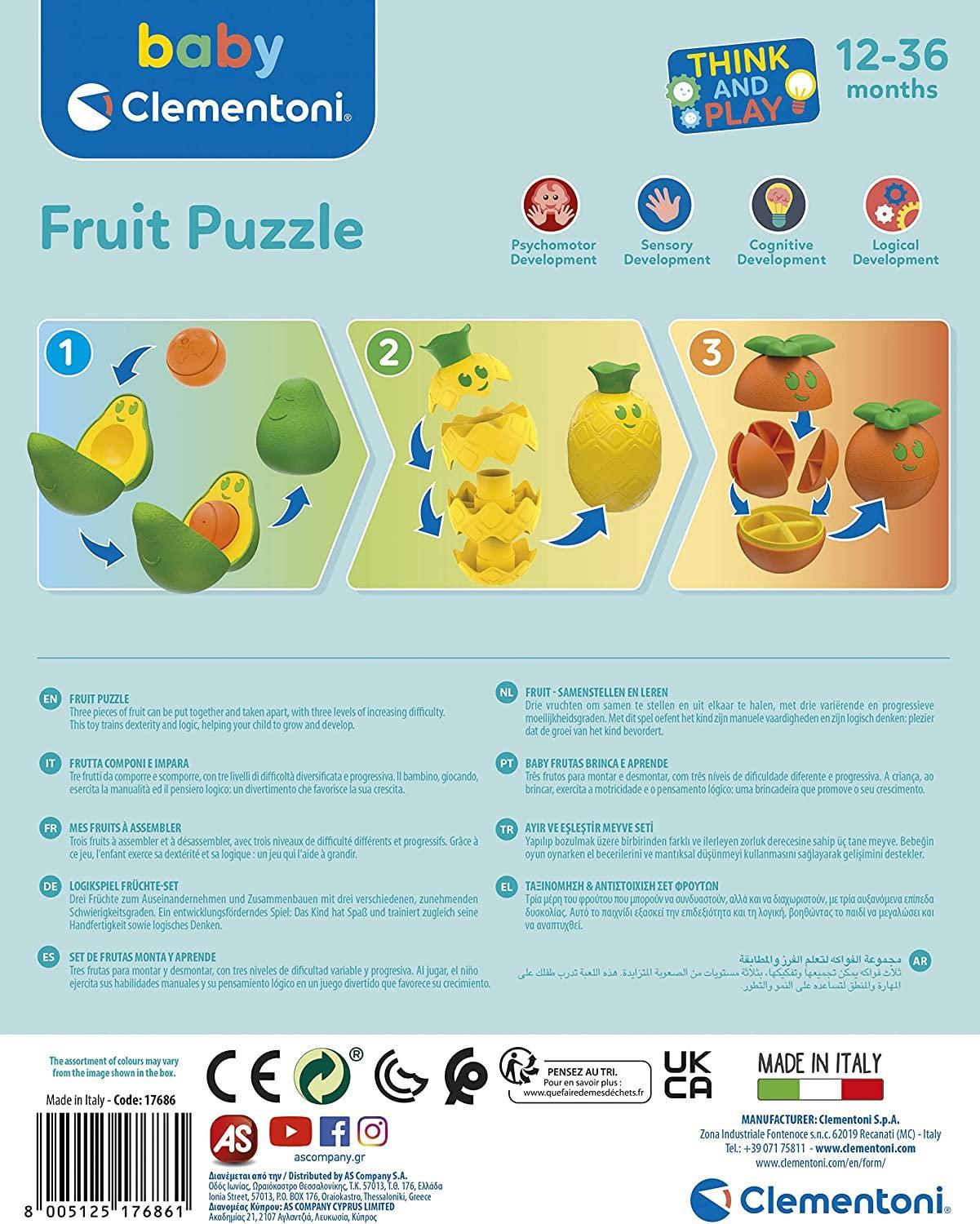 clementoni frutta puzzle componi e impara