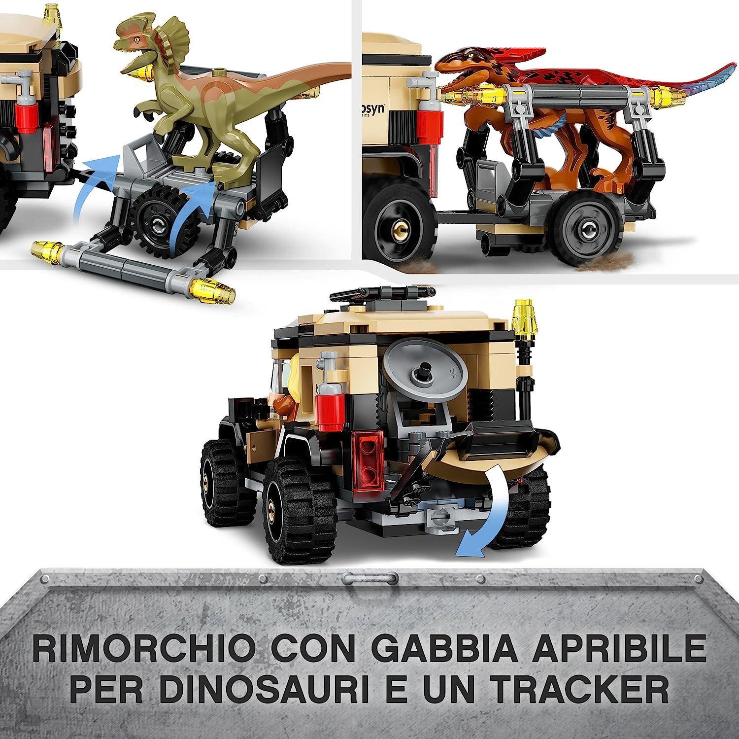 lego lego jurassic world 76951 trasporto piroraptor e dilofosauro