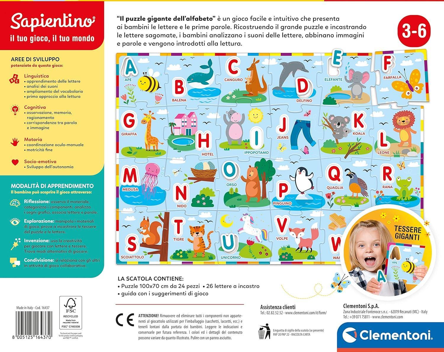 clementoni puzzle alfabeto 100x70