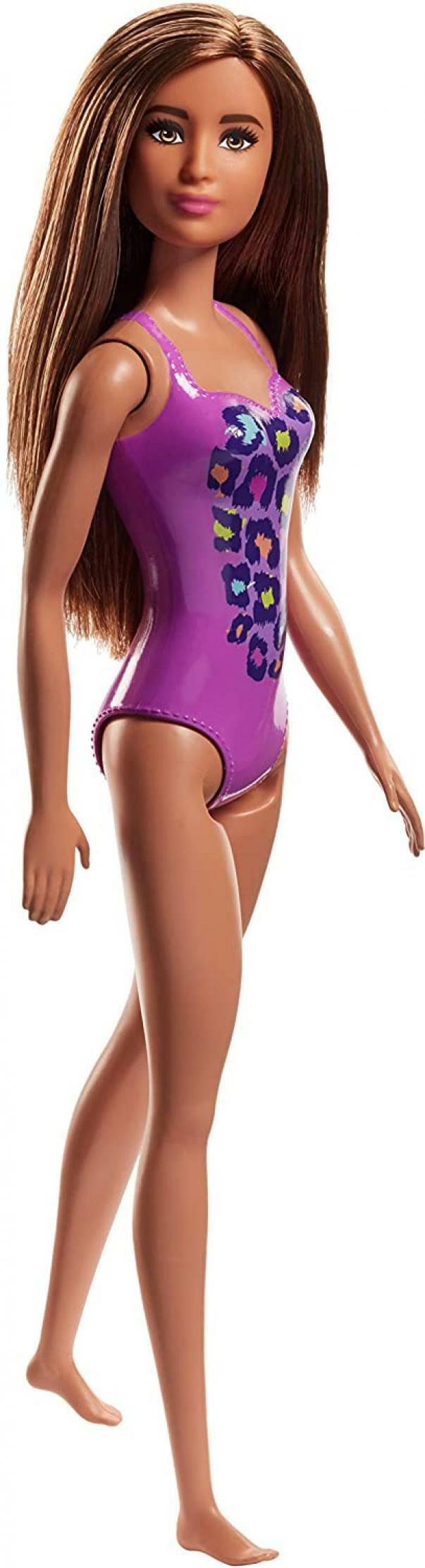 mattel mattel barbie- beach con costume-perfetta per l'estate, colore viola, fjd98