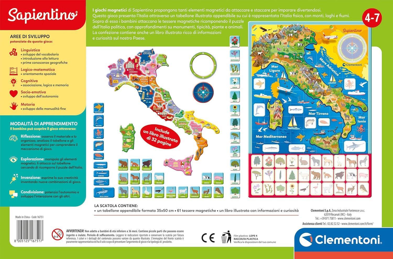 clementoni puzzle geografico italia magnetico