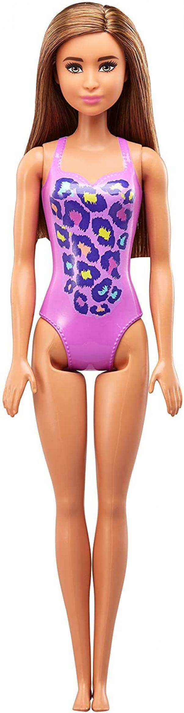 mattel mattel barbie- beach con costume-perfetta per l'estate, colore viola, fjd98