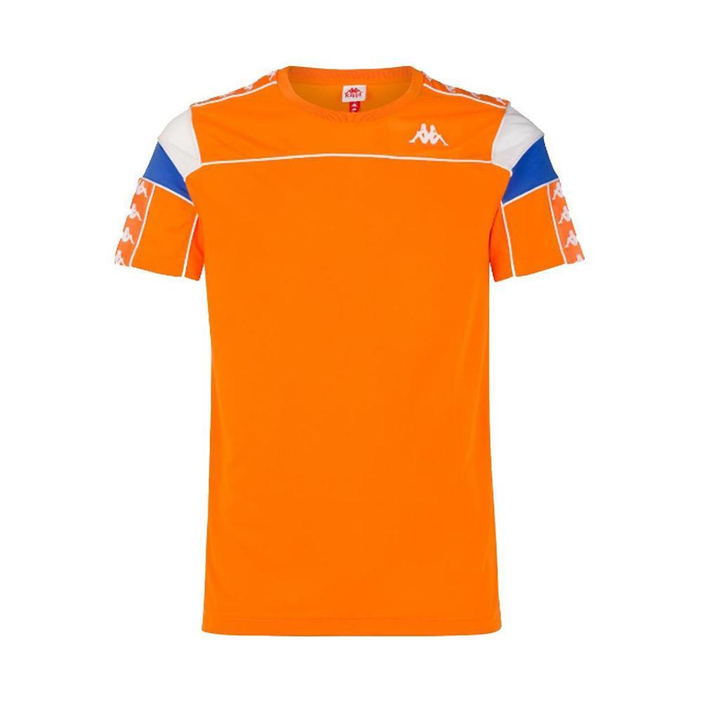 kappa t-shirt kappa. arancio/royal/bianco