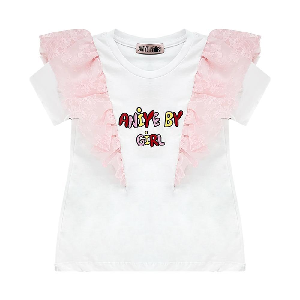 aniye by girl t-shirt aniye by girl. bianco/rosa